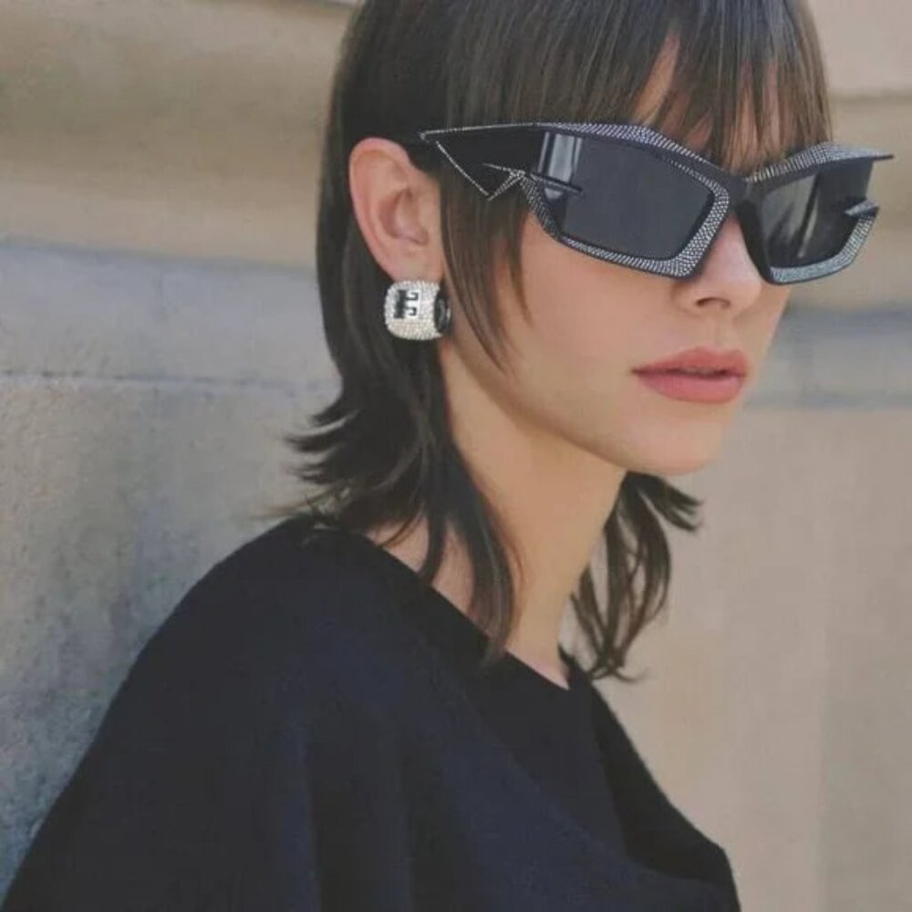 NEW GV40082I 02A GIVENCHY MATTE BLACK WITH STONES WOMEN GIVENCHY SUNGLASSES - Picture 9 of 12